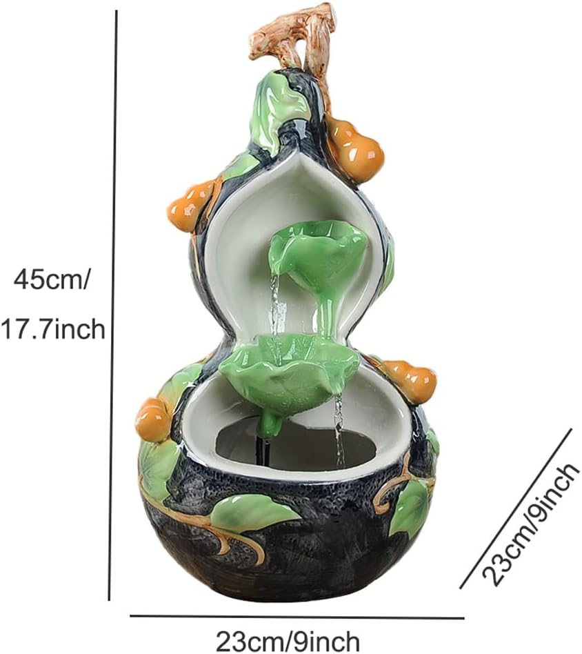 国内最安値 室内噴水 デスクトップの噴水 卓上噴水 自動ポンプセラミックゴールドを流す水の装飾品が付いている屋内緩和のデスクトップの噴水の滝 噴水 ファウンテン Rachelbaptista Com Br