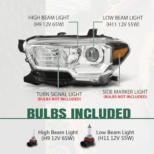 Image of GRAND ORANGE Left Side Headlight Assembly W /O LED Daytime Running Light Front Headlamp Compatible with Toyota Tacoma SR5 Crew Cab /Extend Cab pickup 2019-2023 Clear