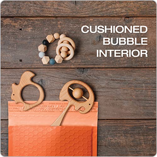 Image of Quality Park Bubble Mailers, 6 x 9 Shipping Envelopes, Water Resistant Orange Poly Padded Envelopes, Redi-Strip Peel Off Closure, 50 /Box (QUA85863)