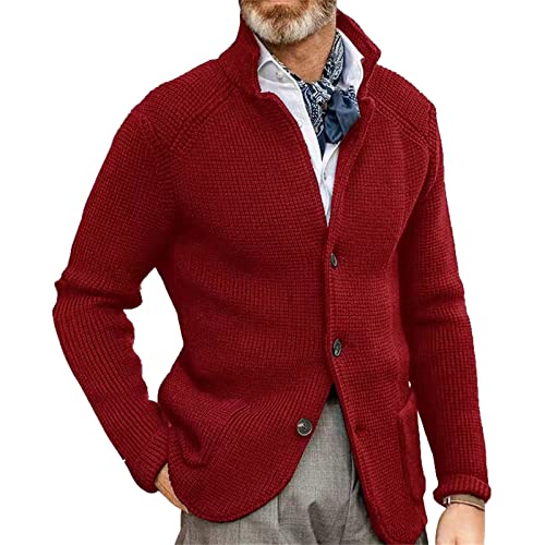 YAODAMAI Chaqueta de Punto de otoño e Invierno para Hombres suéter de Punto Recortado, Abrigo, suéter de Solapa de Moda