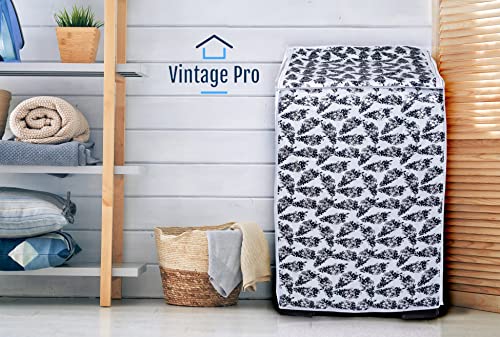 Image of Washing Machine Cover Suitable for Top Load Bosch 7 Kg, 7.5 Kg, 8 Kg, 8.5 Kg (58cmsX58cmsX87cms, Black & White)