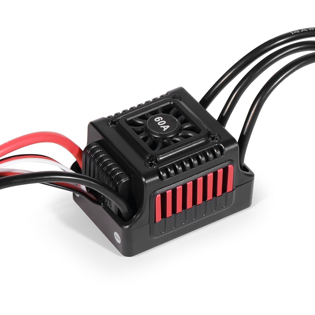 Joselin WSDT-60A RC Sensorless Brushless Waterproof 60A ESC Adecuado para 1/10 RC, Compatible con Varios Servos Sin Escobillas