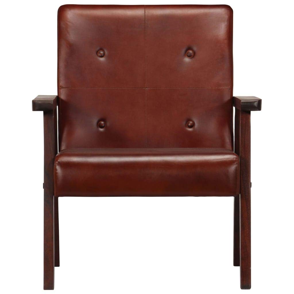 Festnight Fauteuil de Salon | Fauteuil en Cuir véritable Luxueux | Fauteuil de Bureau | Fauteuil Relax pour Canapé | Marron