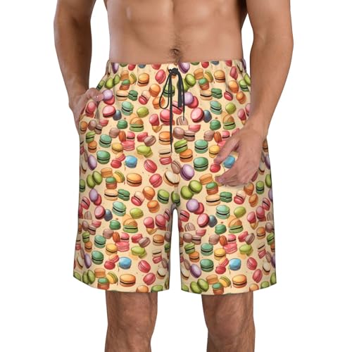 UVBDF Macaron Biscuit - Pantalones cortos casuales para hombre, para el hogar y la playa, de secado rápido, cintura elástica con bolsillos, blanco, M corto