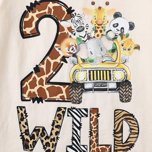 Kids Toddler Baby Boys Girls Birthday T-Shirt Wild One/Two/Three/Four Years Jungle Safari Animal Shirt4