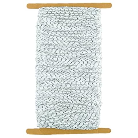 ZHIYE 100 meters Twine String, decorative for Gift Wraping Tags Twine White Silver Cover