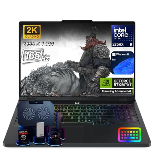 Image of Lenovo Legion Pro 5i Gen 10 Gaming Laptop - Core Ultra 9 275HX, GeForce RTX 5070 Ti 12GB GDDR7, 16 inch WQXGA (2560 x 1600) 240Hz, 24zone RGB Backlit, Wi-Fi 7, w /Accessory,64GB DDR5 RAM | 4TB SSD