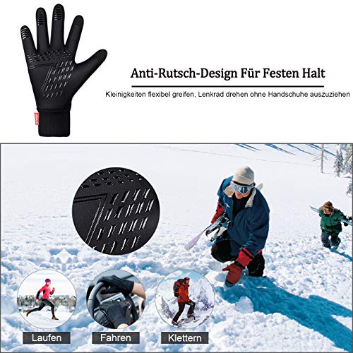 Cevapro Fahrradhandschuhe Warme Winterhandschuhe wasserdichte Touchscreenhandschuhe Winddichte Laufhandschuhe rutschfeste
