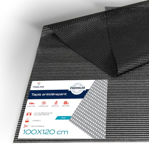 TRIBURG Tapis antidérapant Universel 100x120cm Découpable et Lavable - Tapis de Coffre | sous-Couche antidérapante pour Tapis | Tapis pour tiroir | Tapis de...