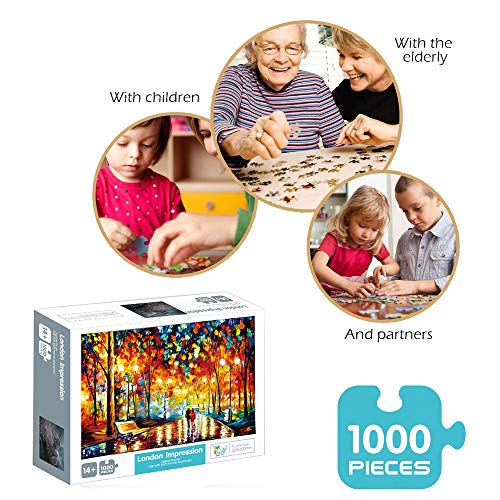 Puzzle 1000 Piece Jigsaw Puzzle Kids Adult – Walking in The Rain Night Jigsaw Puzzle Game Toys Gift - Thumbnail 6
