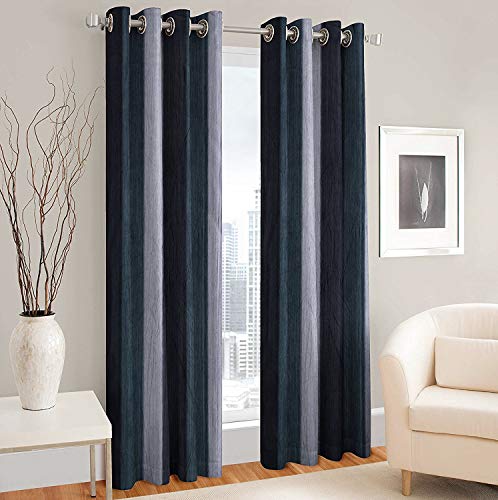 Image of Home DecorePolyester Blend Long Crush Eyelet Window 5 ft Curtains (Grey) Set of 2