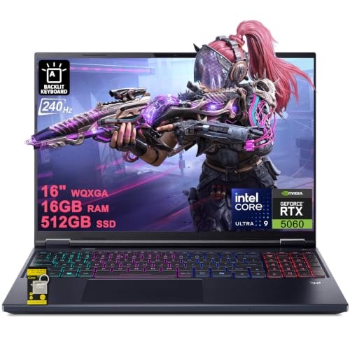 Image of Acer Predator Helios Neo 16S AI Gaming Laptop 16 inch 2560x1600 OLED 240Hz 100% DCI-P3 Intel 24-core Ultra 9 275HX 16GB DDR5 512GB SSD GeForce RTX 5060 GDDR7 (Up to 572 AI Tops) RGB Backlit Win11 ICP Hub