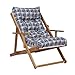 Sessel Relax Liegestuhl 3 Positionen in Holz Klapppolster H 100 cm Farbe als Foto (Blau Strike)