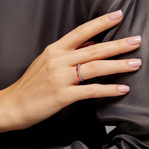 Vakki 4mm 8mm Tungsten Rings for Men Women Wedding Engagement Bands Turquoise/Red Coral Inlay Promise Ring Jewelry Gift for Boys Husband Groom Father Comfort Fit Size 7-123