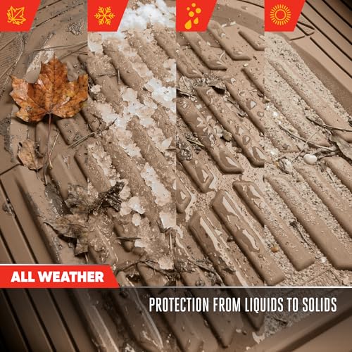 Image of Motor Trend FlexTough LITE Rubber Car Mats Full Set - All Weather Floor Mats for Trucks, Cars & SUVs - Automotive Waterproof Beige Car Floor Mats for Cars Interior Accessories Universal Trim-to-Fit