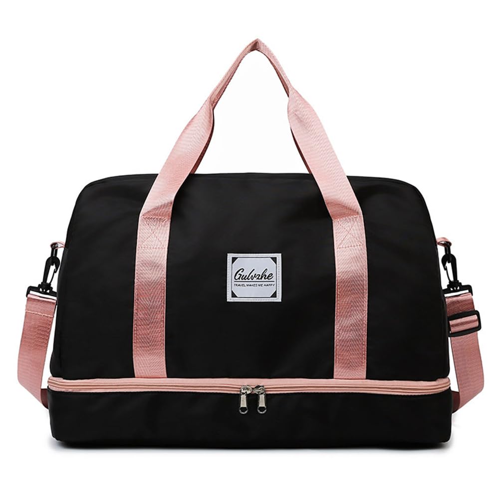Vllcsla Sports Bag Women 38.4L with Wet Pocket, Shoe Compartment, 50x24x32 cm Large Duffel Travel Bag