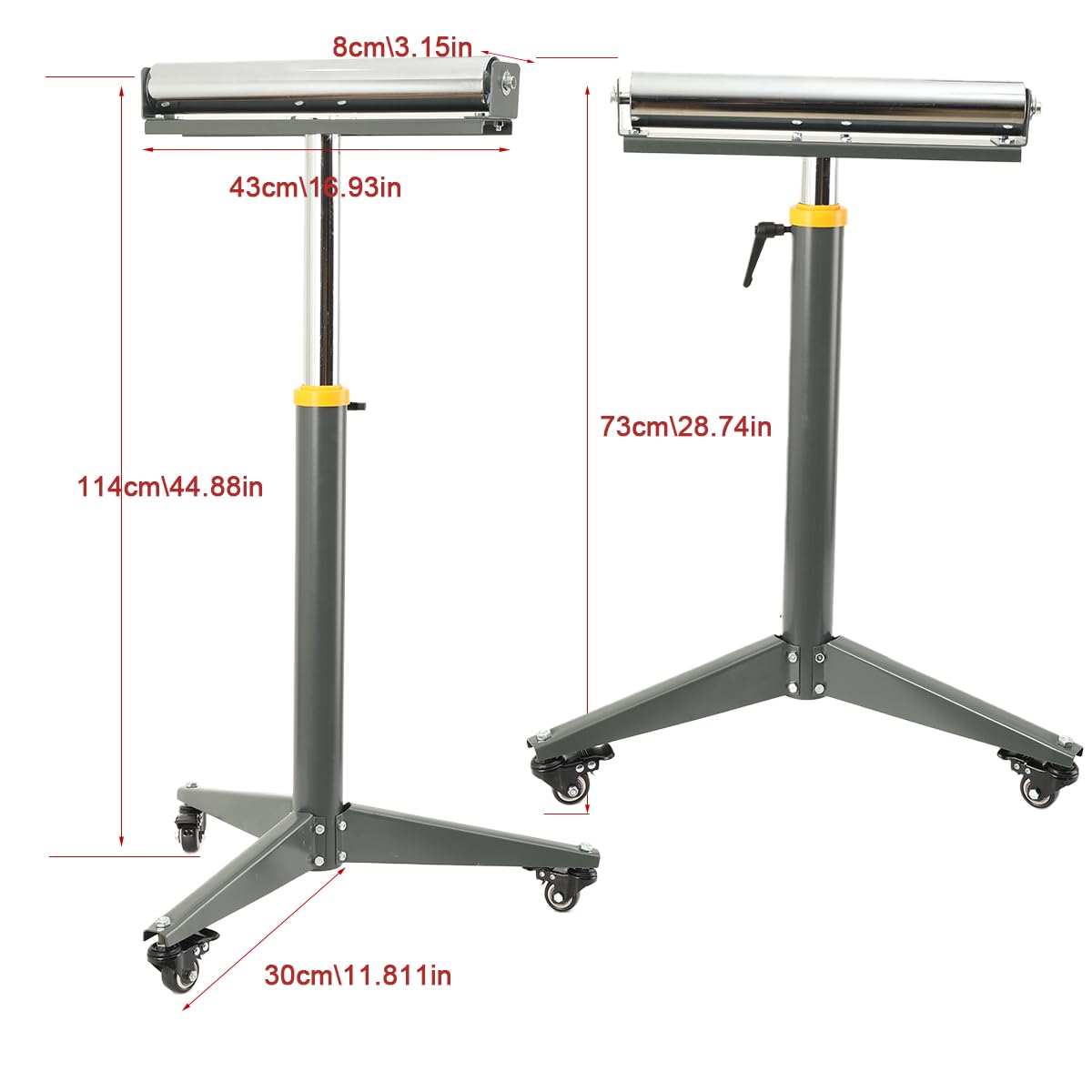 Rollenbock Rollenständer mit Rädern Stützbock Unterstellbock 73–114cm 100kg | Rollenständer Heavy Duty 100kg Tragfähigkeit 73–114 cm Rollbock Arbeitsbock Unterstellbock Montagebock Tischsäge Hobelmaschin