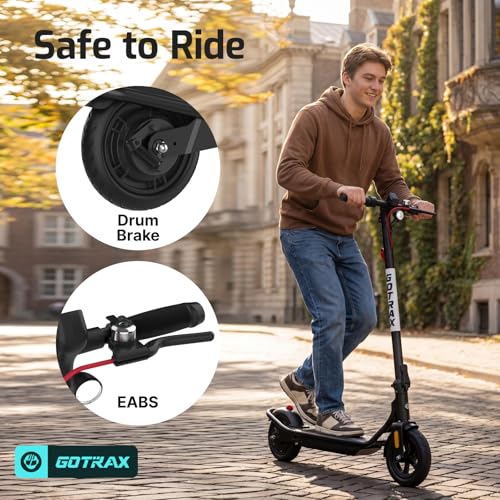 Gotrax Electric Scooter for Adults, Max 12 Mile Range & 15.5Mph by 250W Motor, 8.5″ Front Air & Rear Solid Tires, Max Load 220lbs & Big Display with Cruise Control, Foldable EScooter EABS & Drum Brake