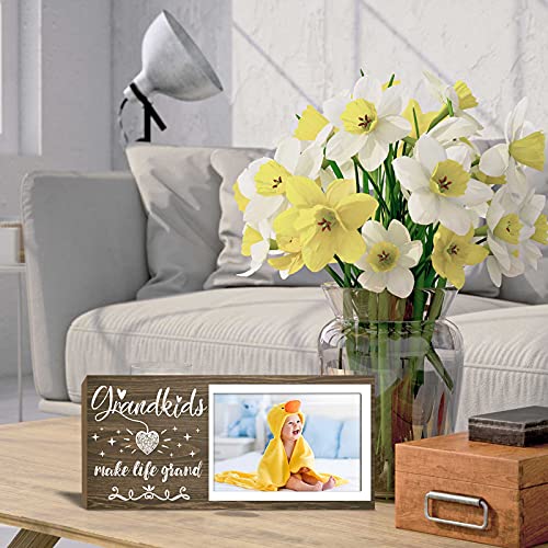 Grandkids Photo Frame -Grandparents Picture Frame Make Life Grand Gifts for Grandma Grandpa from Grandchildren Table Centerpieces Table Wooden Decor Wall Decoration - Image 3