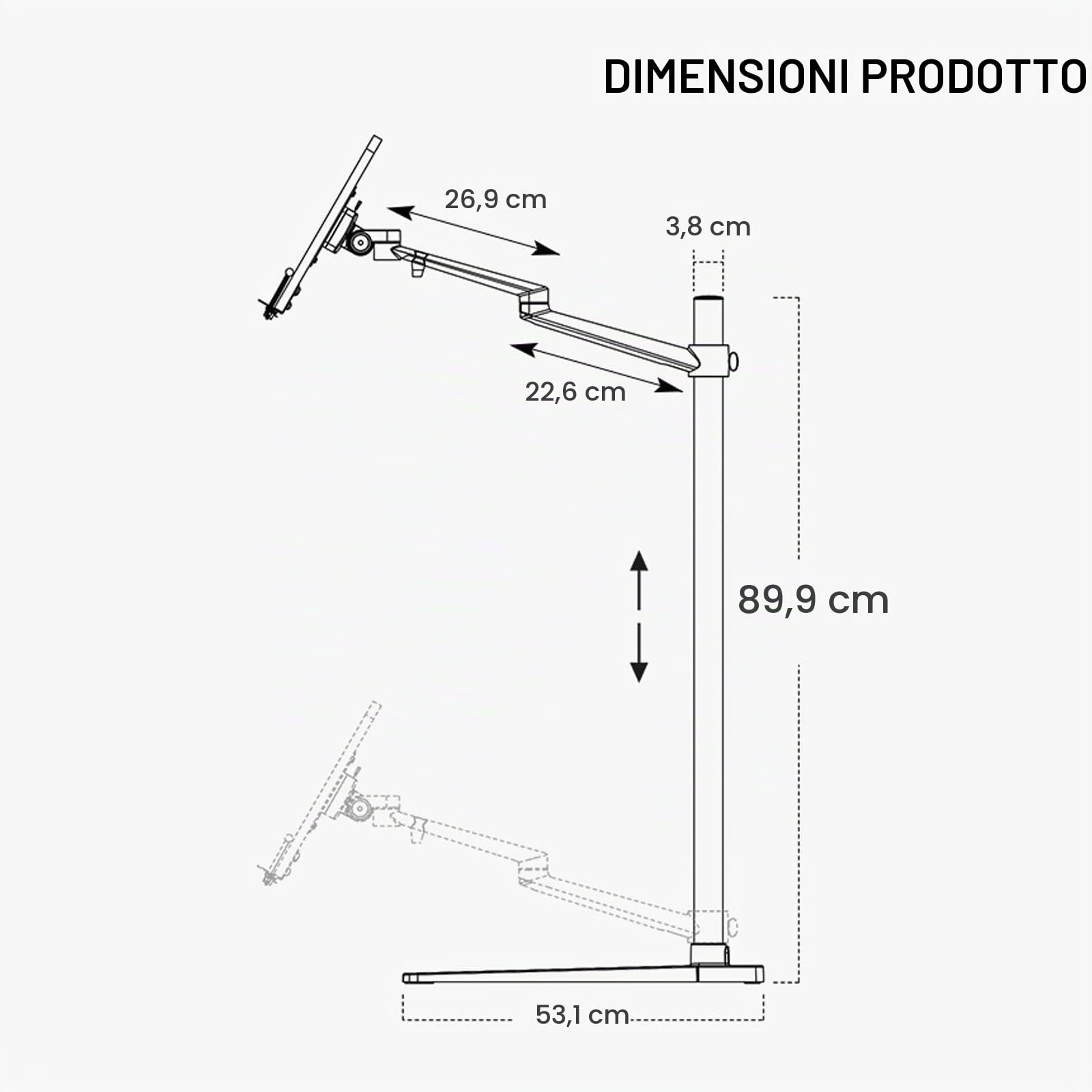 Buhelyc Multifunzione Leggio da Terra, Leggio per Libri da Pavimento, per Leggere A Mani Libere, Tappetino in Legno, Regolabile Altezza E Inclinazione, 2 Clip A Molla, per Casa, Scuola, Cucina