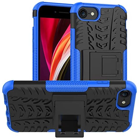 ALDHOFA iPhone 8 case,iPhone SE 2020 Case,iPhone SE3 Case,Heavy Duty Shock Proof Protective Phone Case,Dual Layer Hybrid Cover with Kickstand for iPhone 8/SE 2020/SE3-Blue Cover