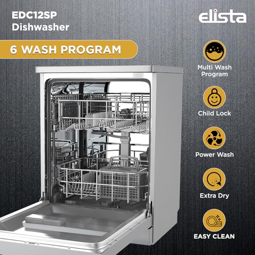 Image of Elista Dishwasher | 12 place setting | 6 Wash program Perfect for Indian Kitchen| | Intensive 65�C Wash programme|A++ Energy rating| EDC 12 SP