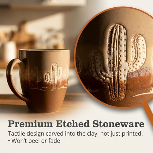 Mug de gres Cape Shore 18oz con diseño cactus miniatura 4
