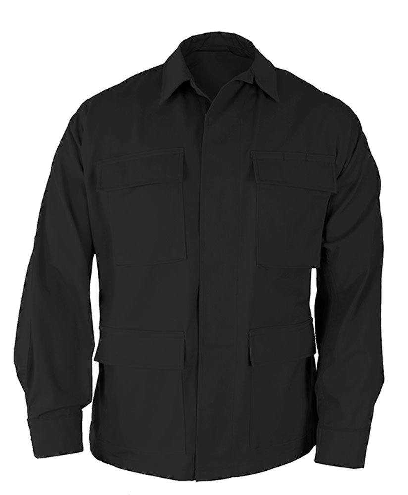 Propper Men's Uniform Ripstop BDU Coat, Black, 60% Cotton, 40% Polyester, XL