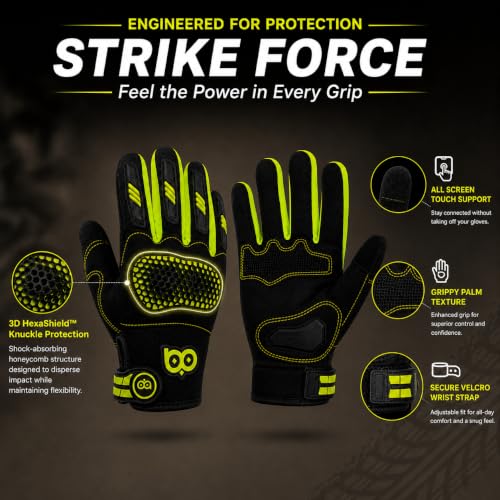 Image of BADOWL Hexa Bike Riding Gloves - Full Knuckle Protection, Anti-Slip