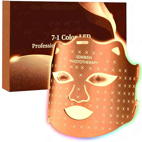 Image of Led Face Mask Light Therapy, Red Light Therapy for Face, 7-1 Colors LED Facial Skin Care Mask, GFRSP83 Red