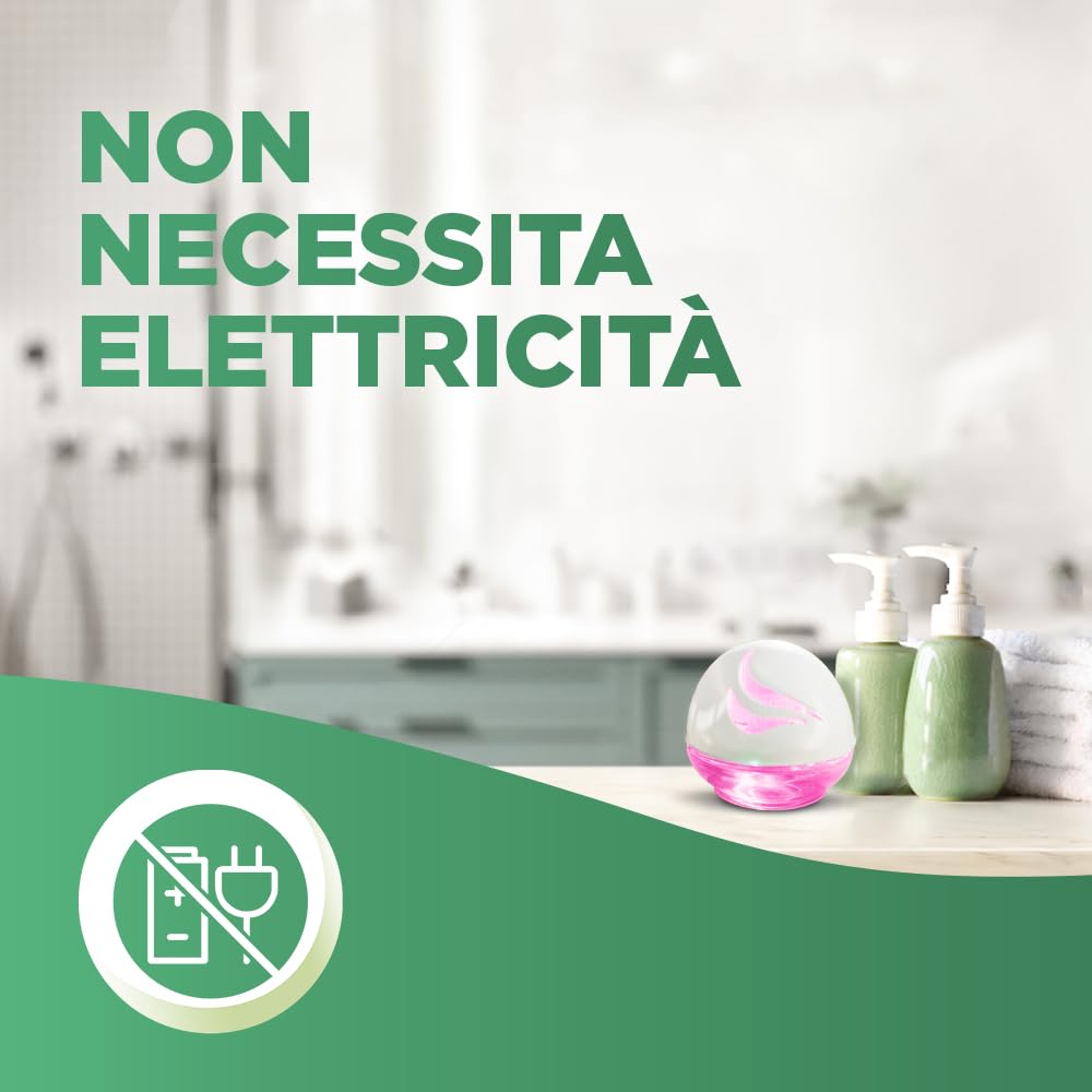 Airwick Profumatore per Bagno, Confezione da 6 Profumatori Active Fresh Bagno da 74ml, al profumo di Magnolia, Deodorante Ambiente 75ml