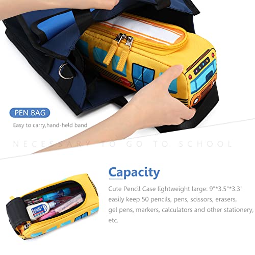 Image of LEDAOU Cute Pencil Case for Kids Girls Boys Pencil Pouch kawaii Pen Pencil Box Bag Holder for School Students (Yellow School Bus)