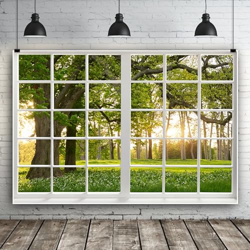 Fondo fotográfico Renaiss 5x3ft Verde Bosque miniatura 5