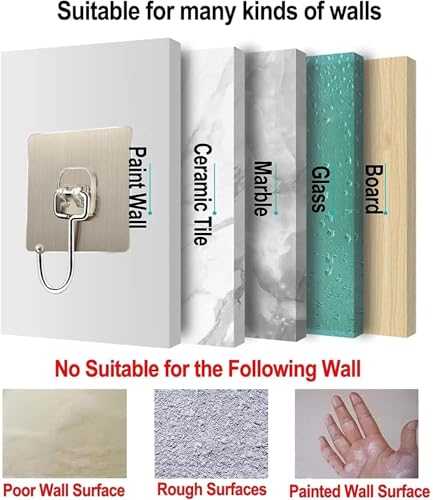 Image of Wall Hooks for Hanging Strong, Adhesive Hooks for Wall Heavy Duty, Wall hangings, Kitchen Accessories Items, Sticky Photo Frame Hangers (Golden Hook 10-pcs)