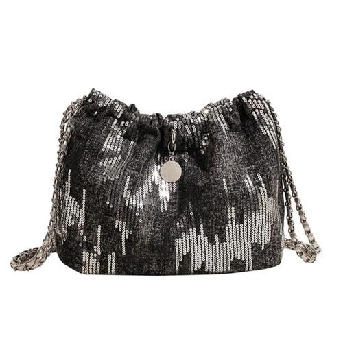 Sequin Purse Sparkly Denim Sequin Purse Drawstring Large Shoulder Bag Trendy Ideal Gifts for Women Girls