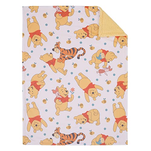 Image of Disney Winnie The Pooh Summertime Fun Yellow, Orange, and White Super Soft Sherpa Baby Blanket