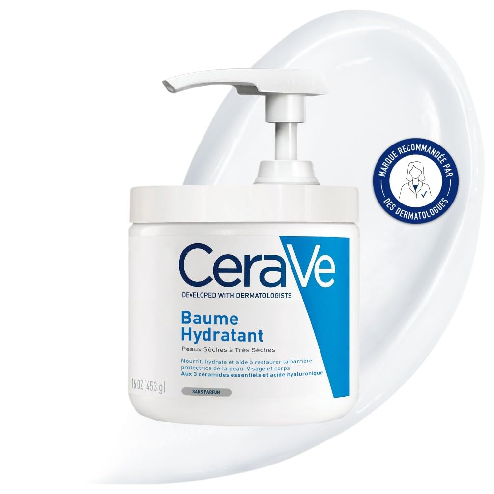 CeraVe Feuchtigkeitscreme für Körper und Gesicht, Mit Pumpspender, Creme für trockene bis sehr trockene Haut, Mit Hyaluron und 3 essenziellen Ceramiden, 454 g