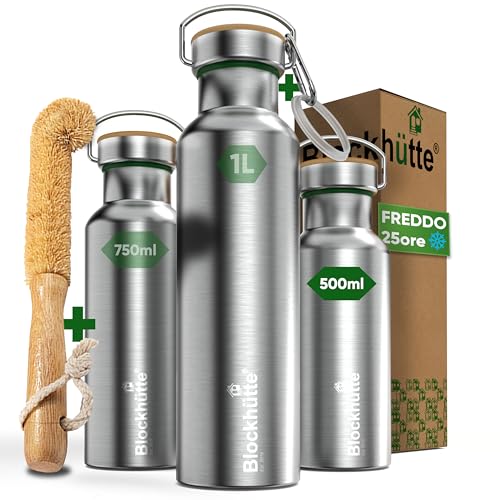 Blockhütte Borraccia Termica 500 ml Acciaio Inox, Bottiglia Termica a prova di perdite, Thermos per Bevande Calde fino a 13 ore, Borraccia Acciaio Acqua Palestra, lavabile in lavastoviglie