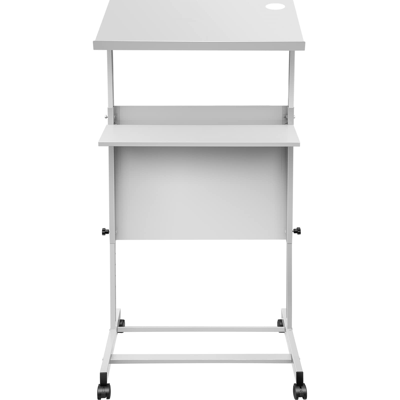 VEVOR Leggio per Podio con Altezza Regolabile 103cm-135cm, Leggio Presentazione Materiale SPCC, Podio Regolabile Capacità Tavola Superiore 10Kg Inferiore 20Kg, Scrivania Mobile in Piedi Ruote Girevoli