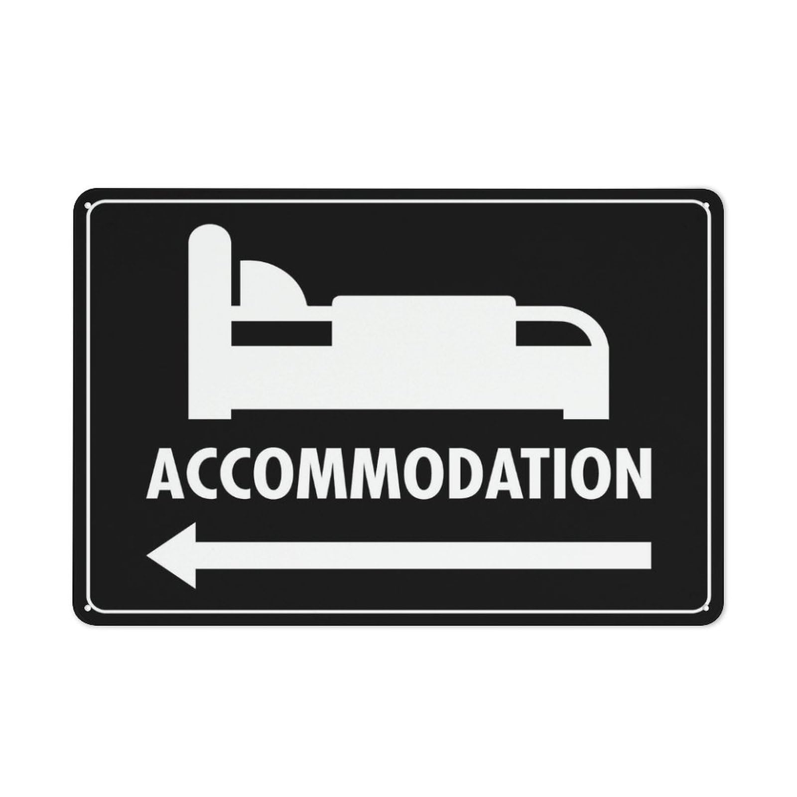 Accommodation (Arrow Left) Sign 12X8 Inch Aluminum Uv Ink Printed For House And Business