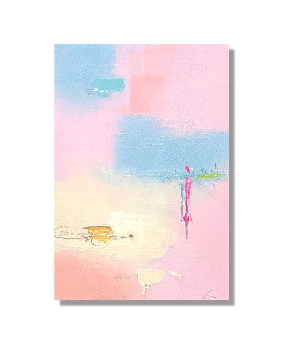 絵画油絵原画抽象画北欧ピンクパステルカラーアートインテリアP6