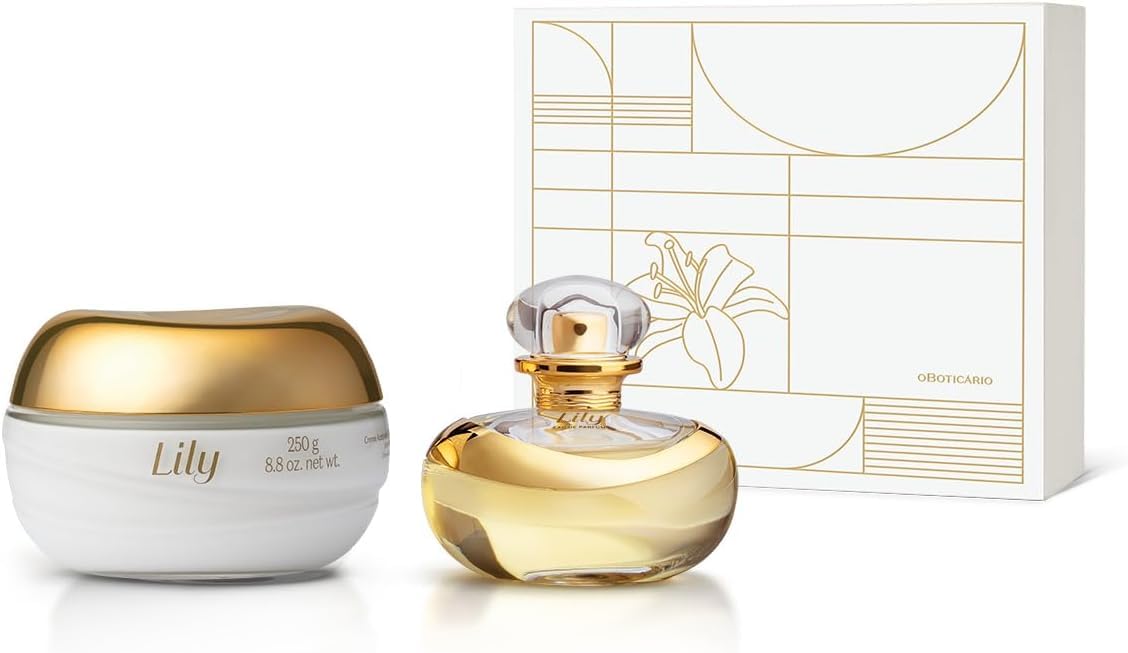 O Boticário Lily Coffret Geschenkset | Parfüm Eau de Parfum (75 ml) und Feuchtigkeitscreme für den Körper (250 g)