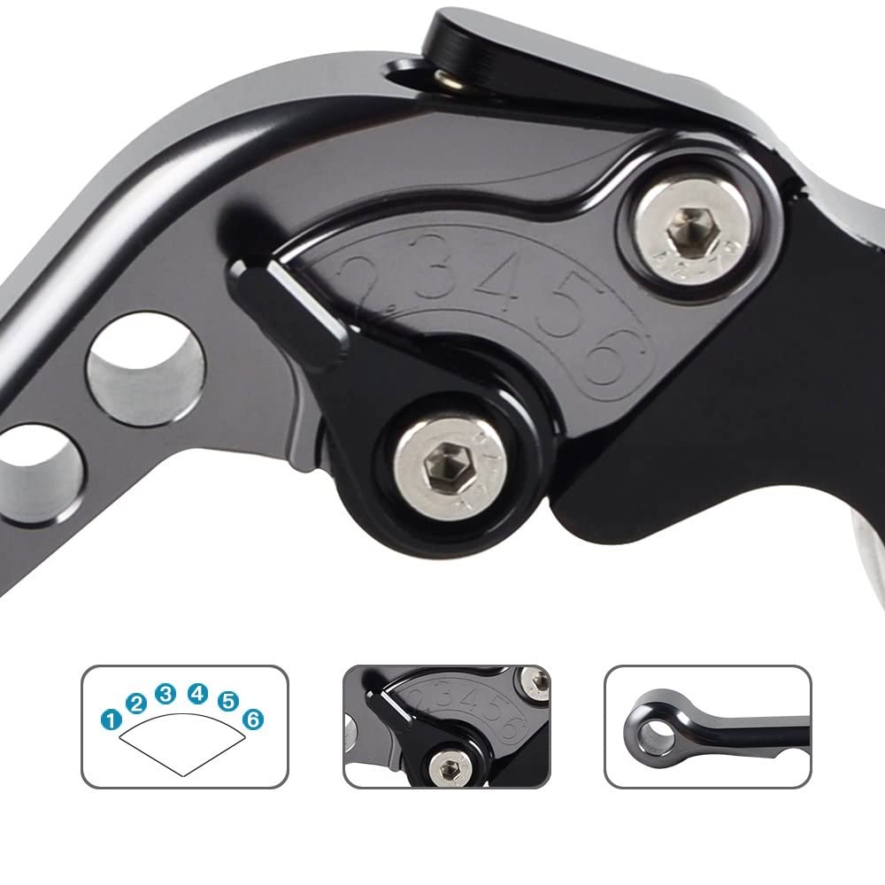 Moto Leviers d'embrayage De Frein pour Triumph pour Speed Triple 2008 2009 2010 pour Daytona 675 2006-2017 Levier d'embrayage De Frein Réglable De Moto (Couleur : Long Black)