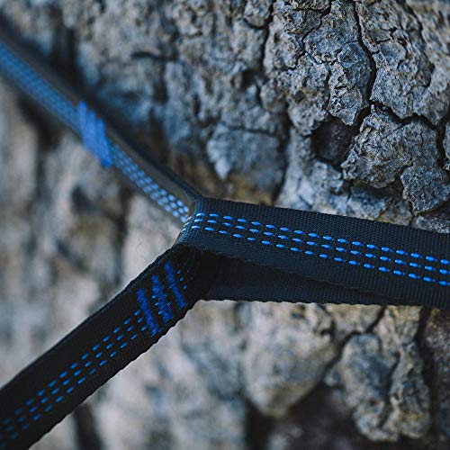 Wise Owl Outfitters Talon Hammock Straps - Combined 20 Ft Long, 38 Loops W/ 2 Carabiners - Easily Adjustable, Tree Friendly Must Have Gear For Camping Hammocks Like Eno Blue Stitching #TOP7