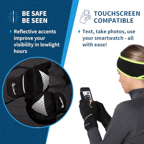 trailheads womens running gloves touchscreen fingers amp convertible waterproof mitten shell - for winter reflective warm
