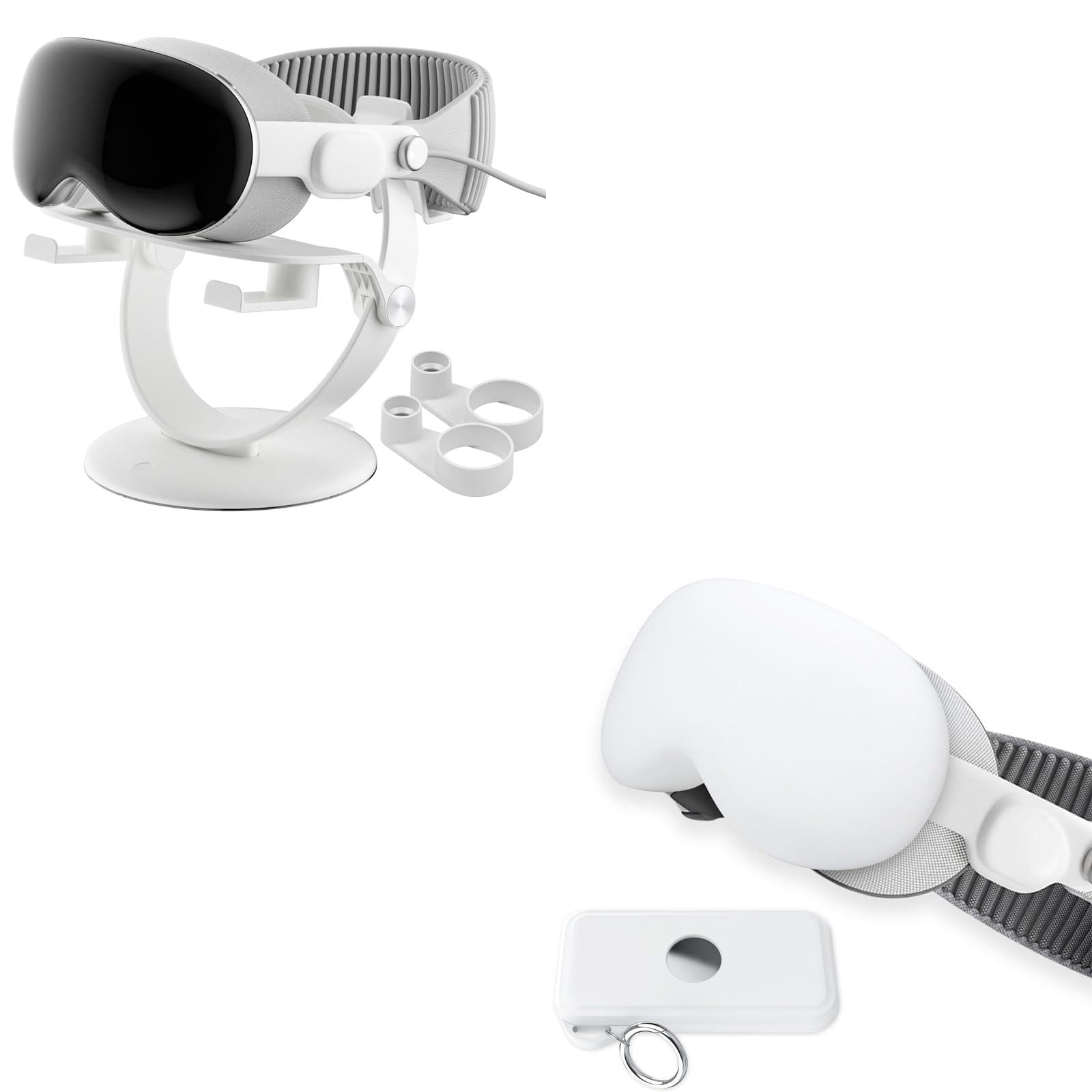 UYGHHK Vision Pro Stand + Silicone Protector Case + Portable Battery Case (White)