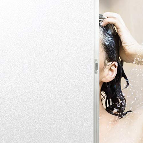 WusyStore Film de fenêtre dépoli Film Autocollant Anti UV Statique pour Cuisine, Salle de Bain, Bureau, 45 x 200 cm (Blanc Mat)