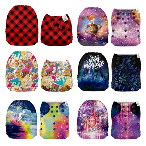 Mama Koala 1.0 Cloth Diapers for Babies, 6 Pack Pocket Shell Only (NO Inserts) - One Size Washable and Reusable Pocket Diapers for Newborns and...