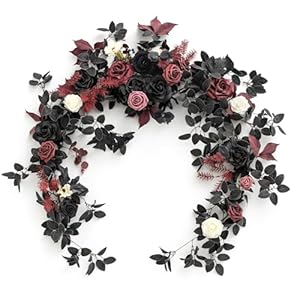 Ling’s Moment Flower Garland – 6FT Eucalyptus & Rose – Sweetheart Table Decor for Wedding Reception, Artificial Floral Garland for Mantle, Thanksgiving, Christmas Decoration
