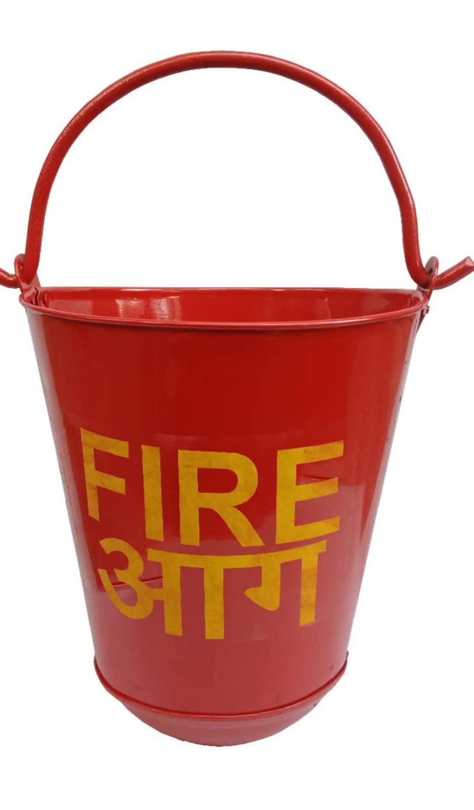 Galvanized-Iron Safety Fire Bucket for Fireplace Burning Wood Indoor Outdoor Ashes Carrier Container 9L Red -Pack of 1